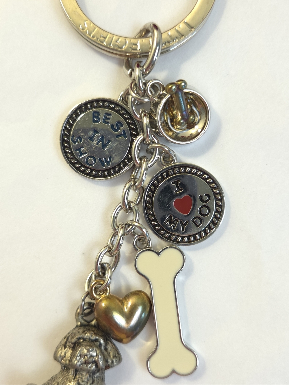 Little Gifts Dog Charm Key Chain I ♡ My Dog Dog Bone & Bowl Charms - Picture 8 of 9